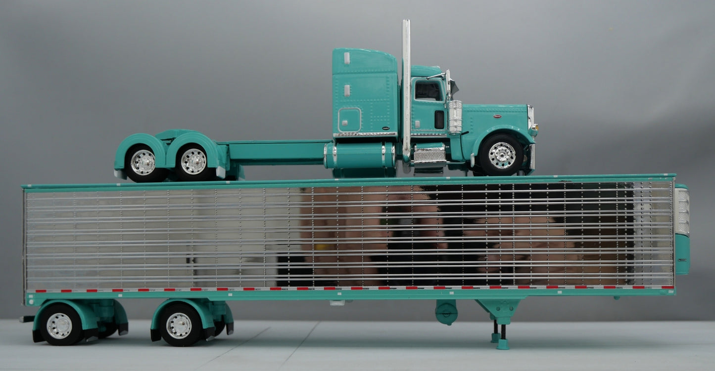 60-1732 Teal Chrome 1/64 DCP Peterbilt 389 w/ Utility Refrigerated Trailer