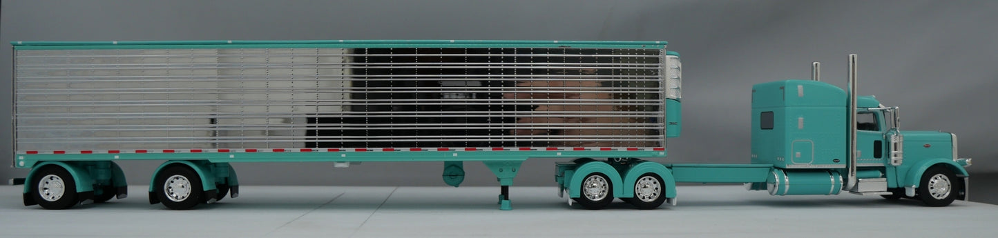 60-1732 Teal Chrome 1/64 DCP Peterbilt 389 w/ Utility Refrigerated Trailer