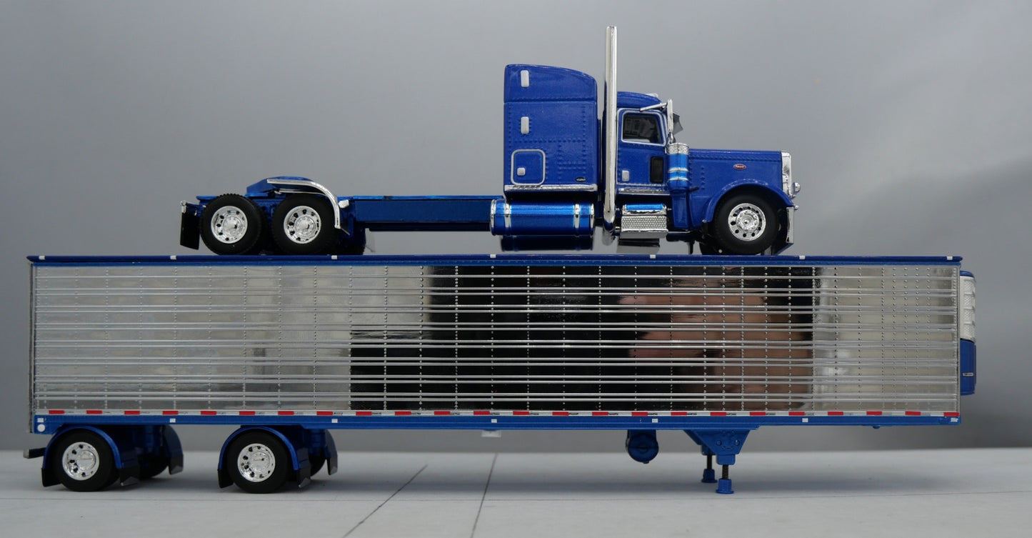60-1735 Blue Chrome 1/64 DCP Peterbilt 389 w/ Utility Refrigerated Trailer