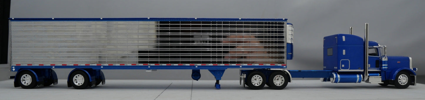 60-1735 Blue Chrome 1/64 DCP Peterbilt 389 w/ Utility Refrigerated Trailer