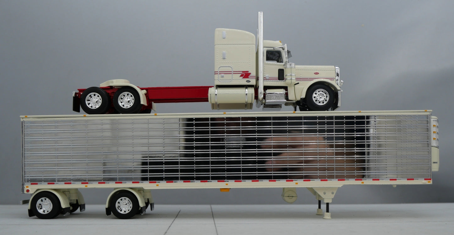 60-1736 Cream Red Chrome 1/64 DCP Peterbilt 389 w/ Utility Refrigerated Trailer