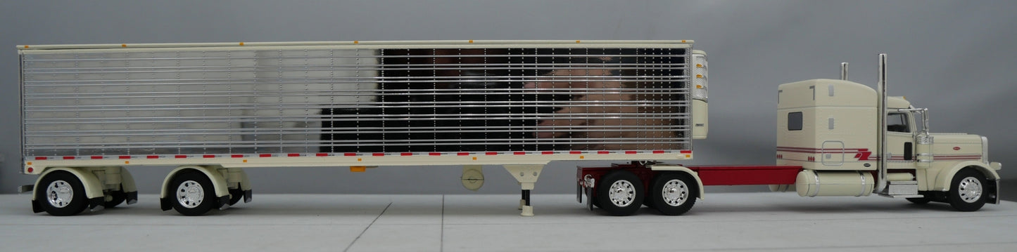 60-1736 Cream Red Chrome 1/64 DCP Peterbilt 389 w/ Utility Refrigerated Trailer