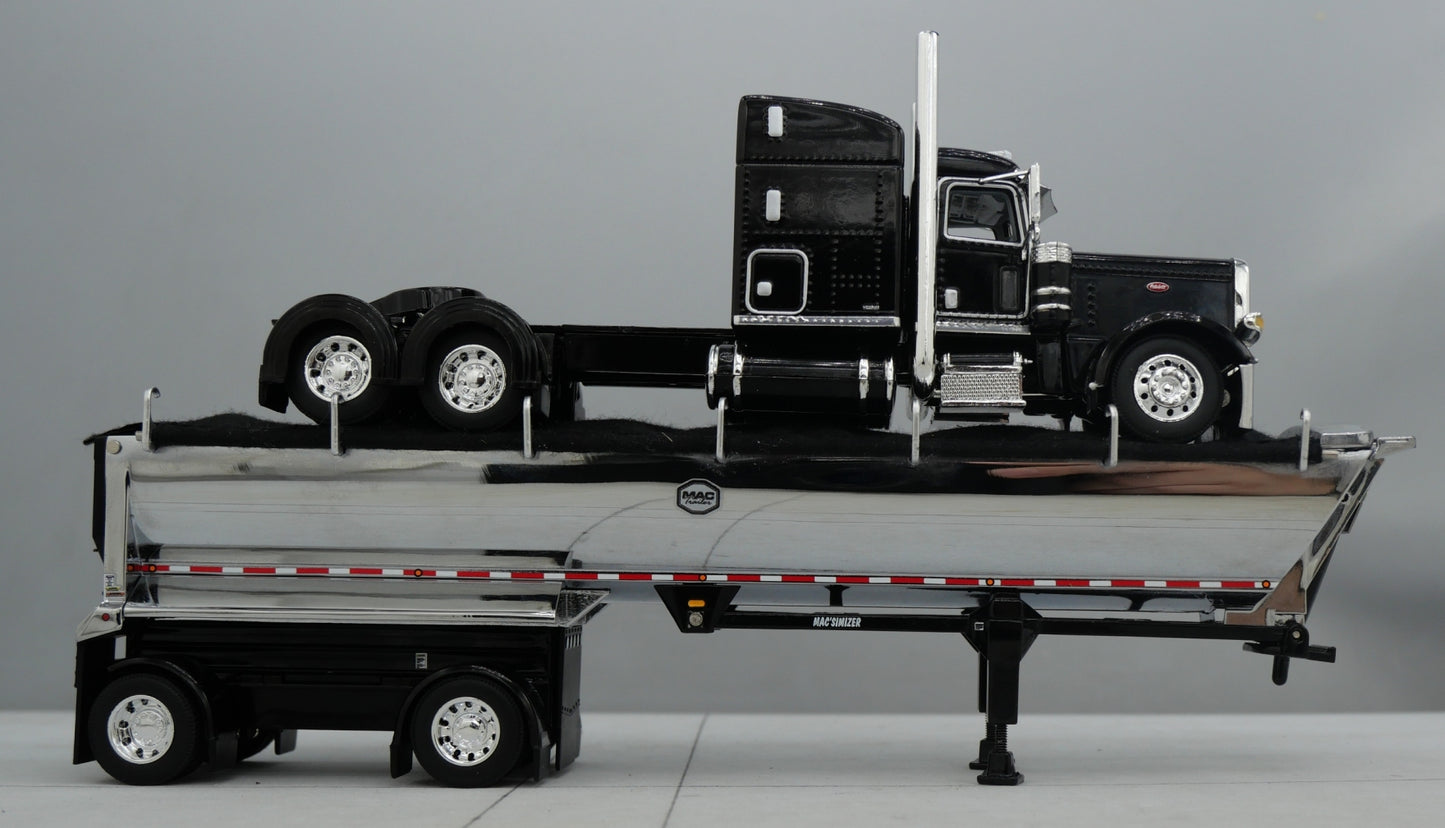 #60-1737 1/64 DCP Peterbilt 389 w/ Mac Round Dump Trailer Black Chrome