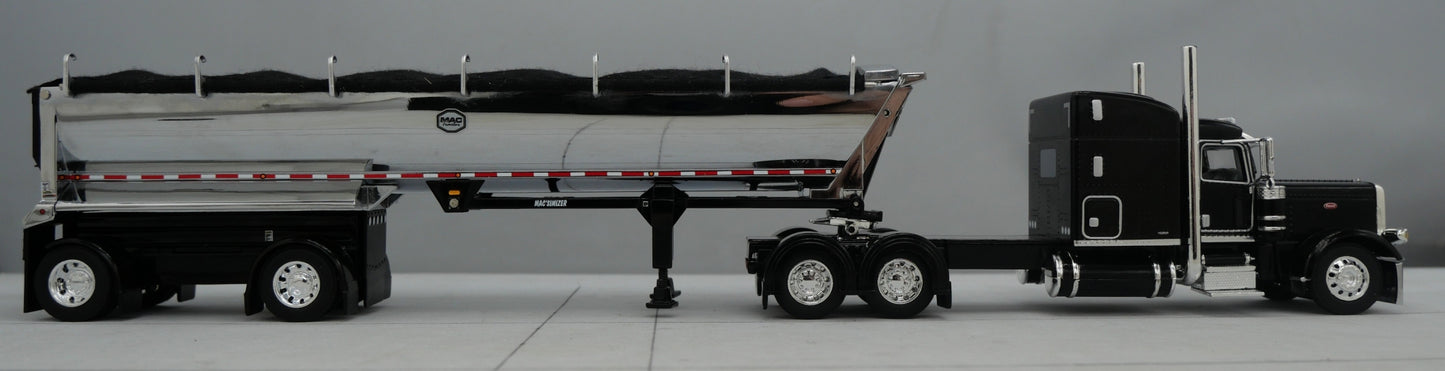#60-1737 1/64 DCP Peterbilt 389 w/ Mac Round Dump Trailer Black Chrome