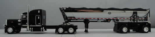 #60-1737 1/64 DCP Peterbilt 389 w/ Mac Round Dump Trailer Black Chrome