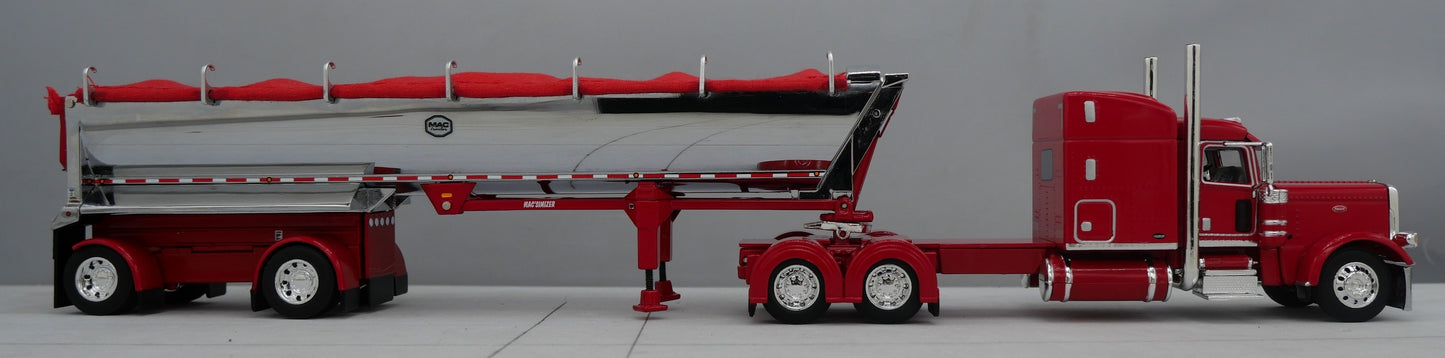 60-1738 1/64 DCP Peterbilt 389 w/ Mac Round Dump Trailer Red Chrome