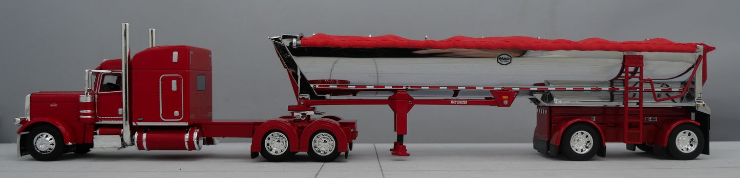 60-1738 1/64 DCP Peterbilt 389 w/ Mac Round Dump Trailer Red Chrome
