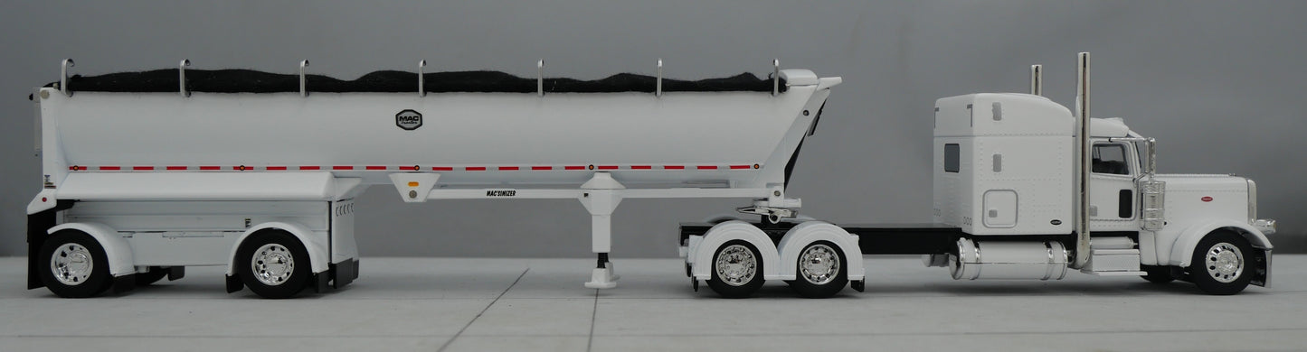 60-1739 1/64 DCP Peterbilt 389 w/ Mac Round Dump Trailer White White