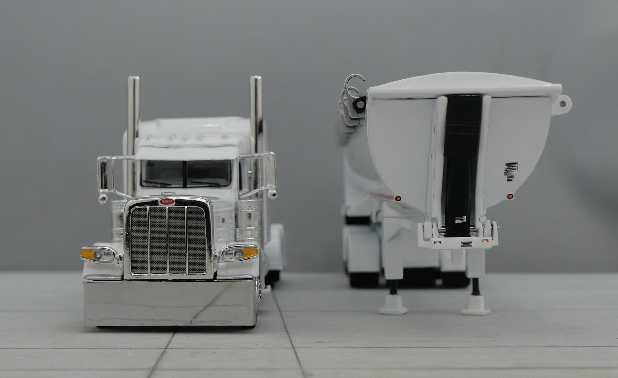 60-1739 1/64 DCP Peterbilt 389 w/ Mac Round Dump Trailer White White