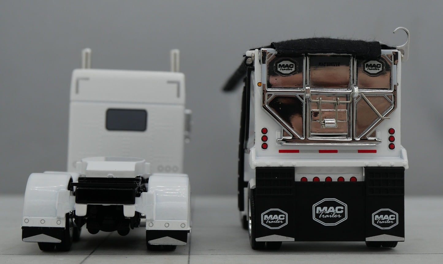 60-1739 1/64 DCP Peterbilt 389 w/ Mac Round Dump Trailer White White