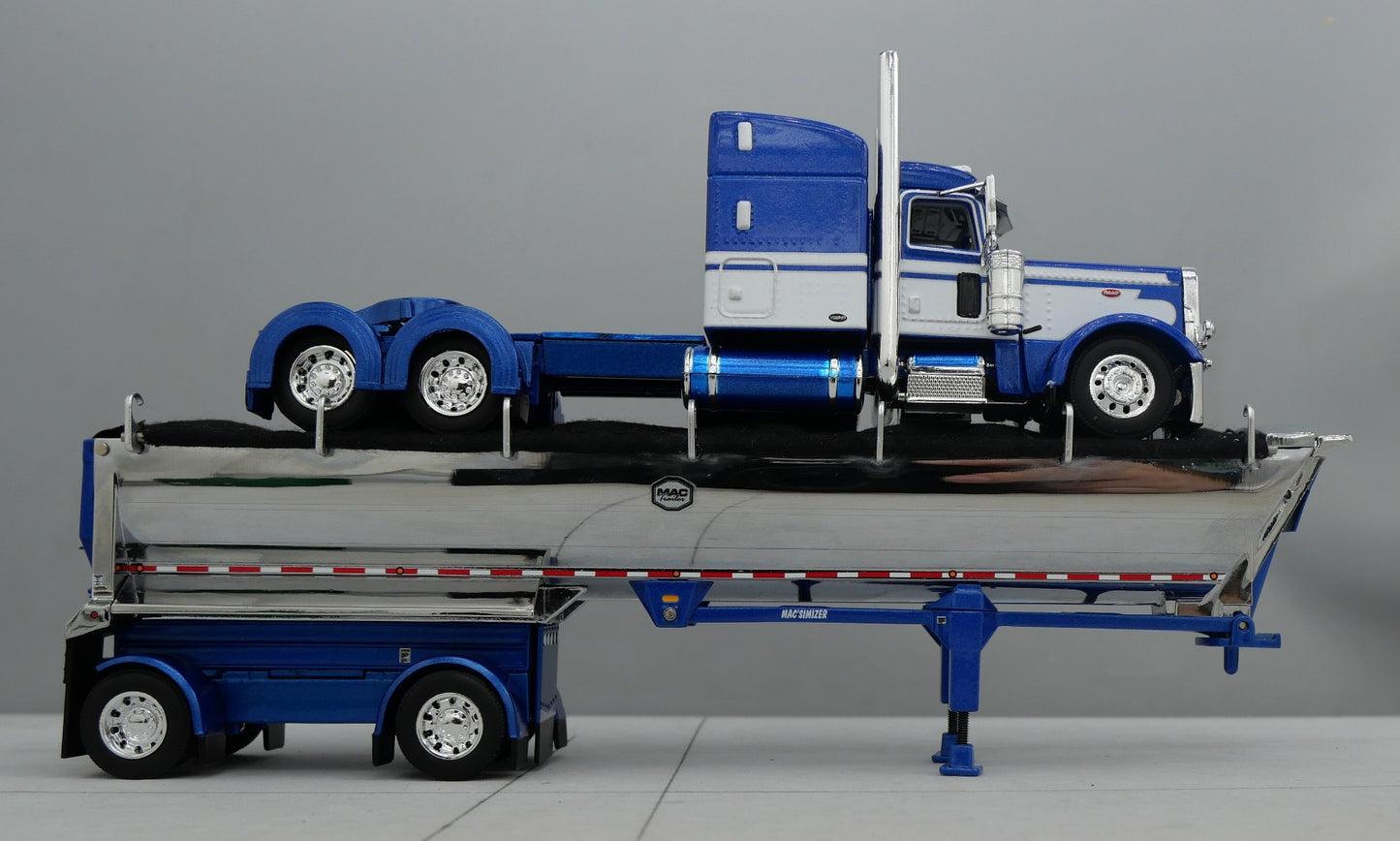 60-1740 1/64 DCP Peterbilt 389 w/ Mac Round Dump Trailer Blue Chrome