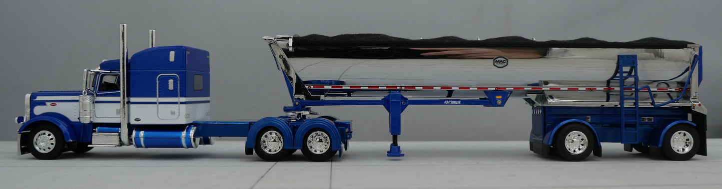 60-1740 1/64 DCP Peterbilt 389 w/ Mac Round Dump Trailer Blue Chrome