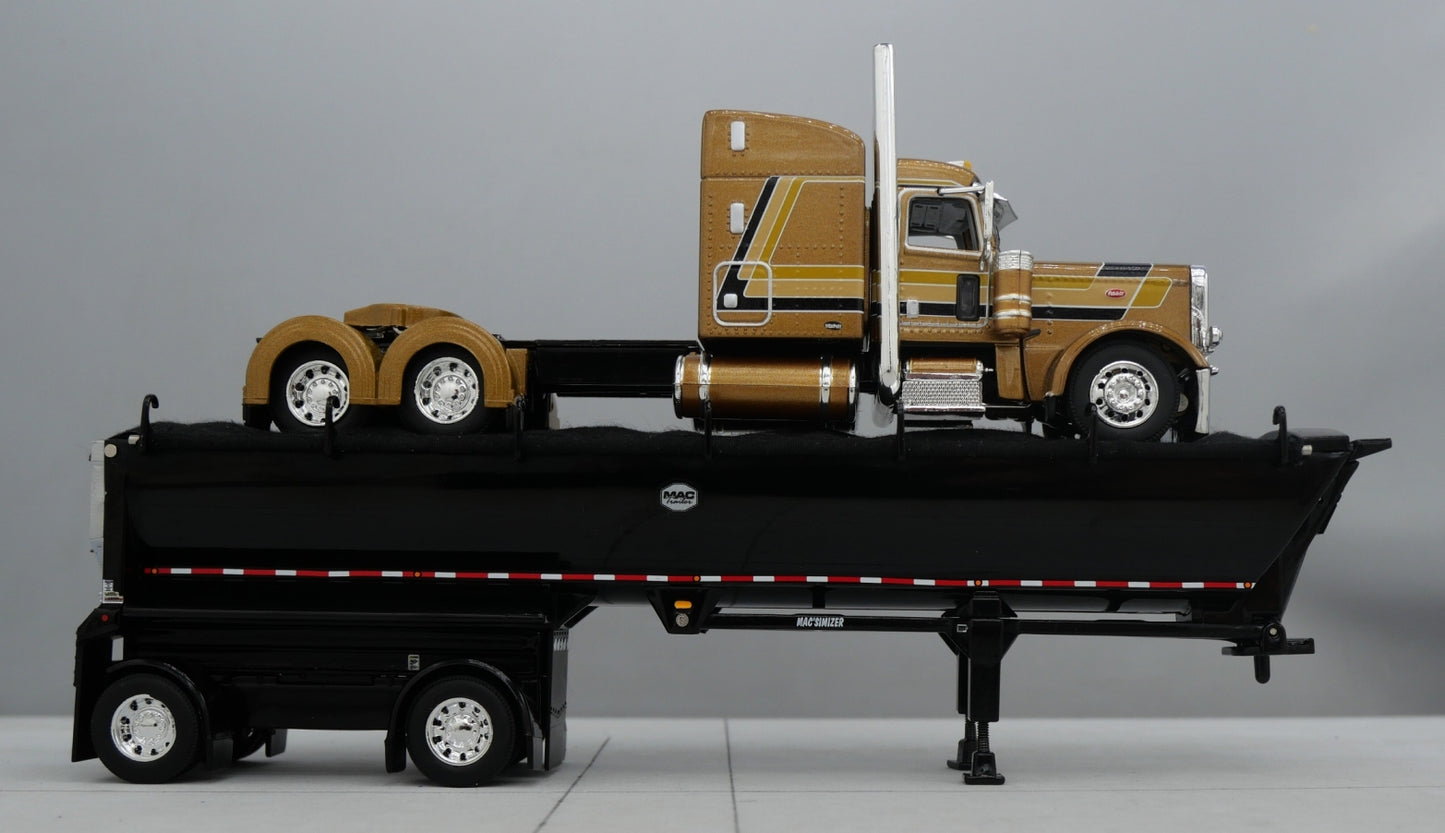#60-1741 1/64 DCP Peterbilt 389 w/ Mac Round Dump Trailer Gold Black
