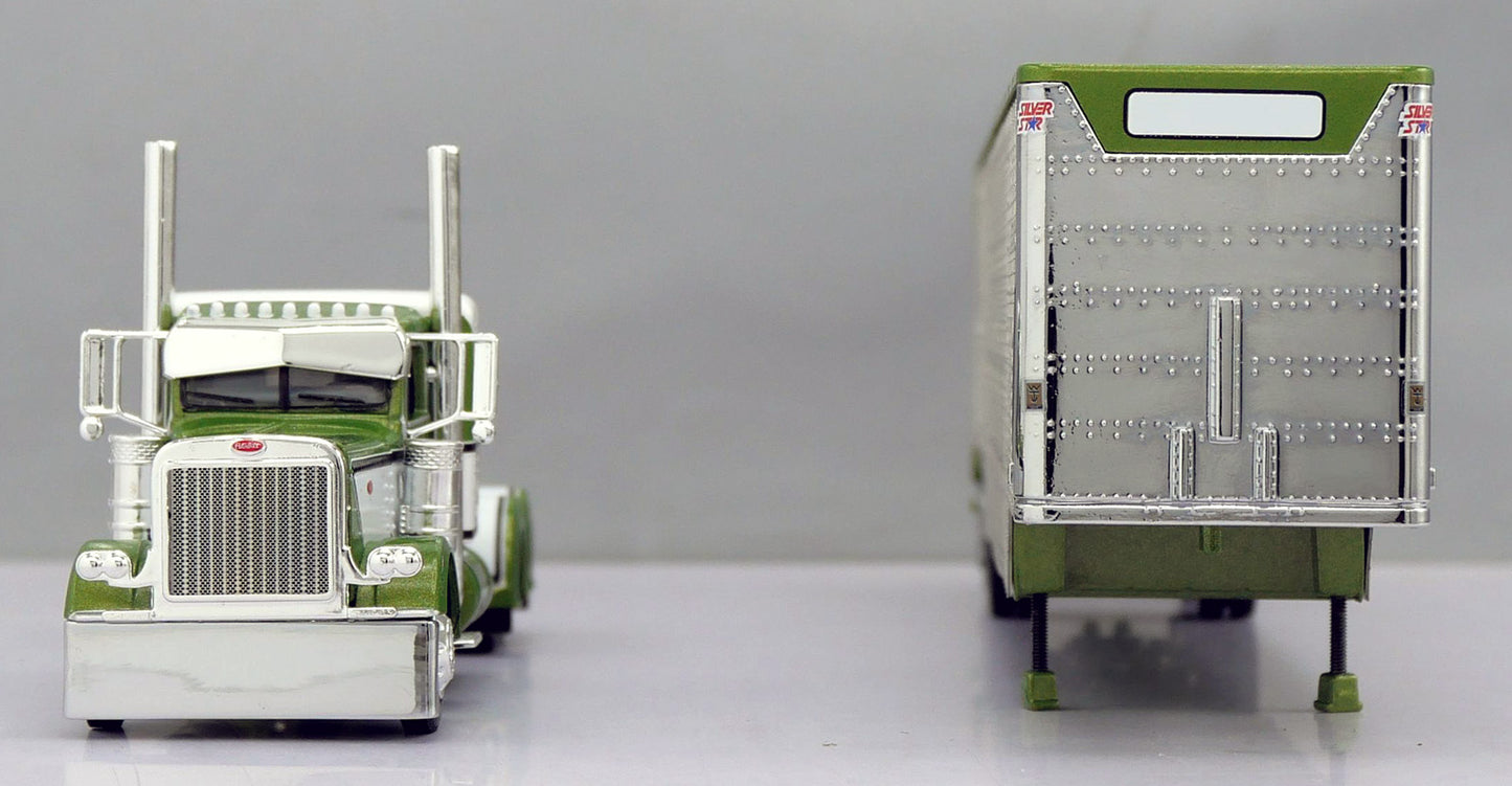 #60-1836 Green White Peterbilt w/ Wilson Livestock Trailer