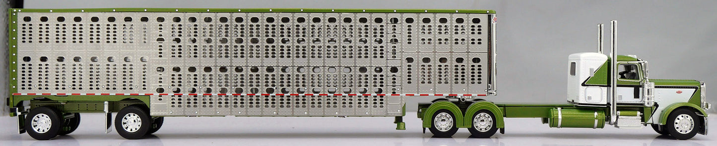 #60-1836 Green White Peterbilt w/ Wilson Livestock Trailer