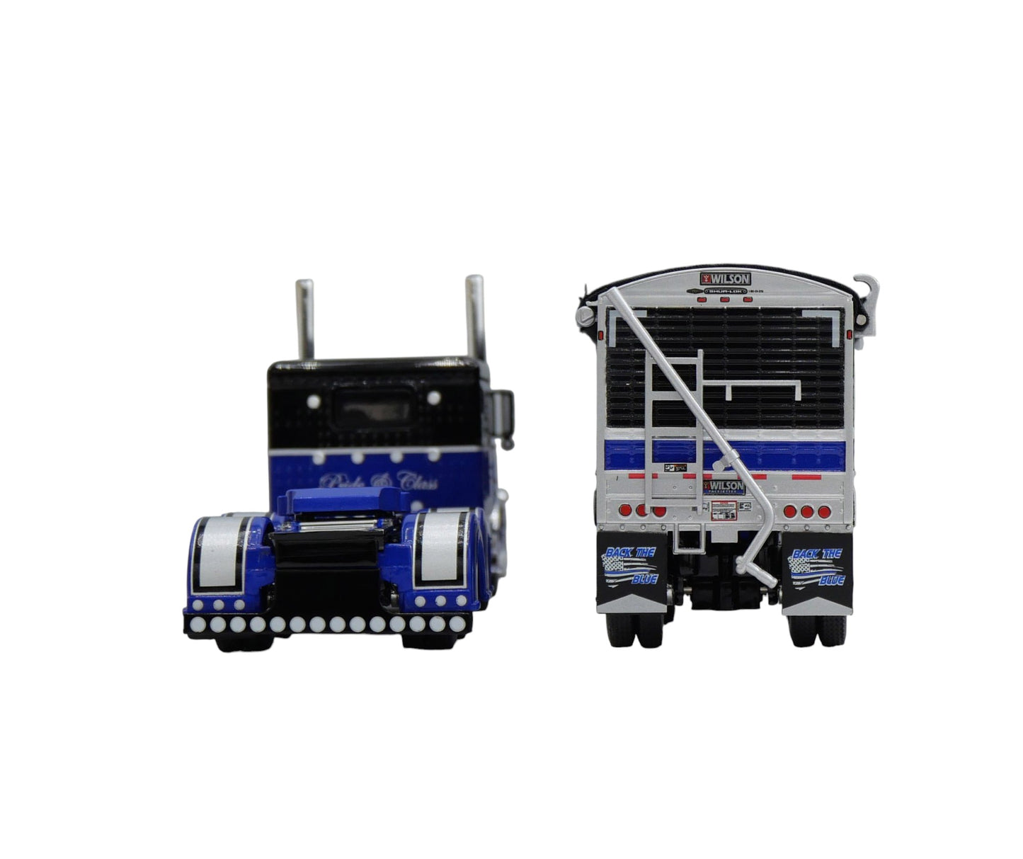 #60-2153 Black Blue Peterbilt 389 with Spread Grain Trailer