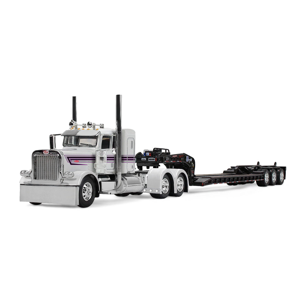 #60-2191 White Black Peterbilt 389 w Lowboy Trailer