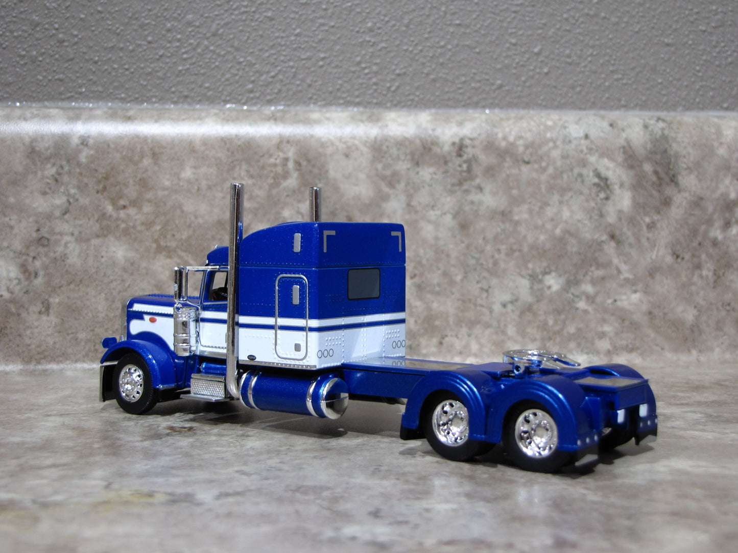 CAB 1740 Blue White 389 Peterbilt Semi Truck