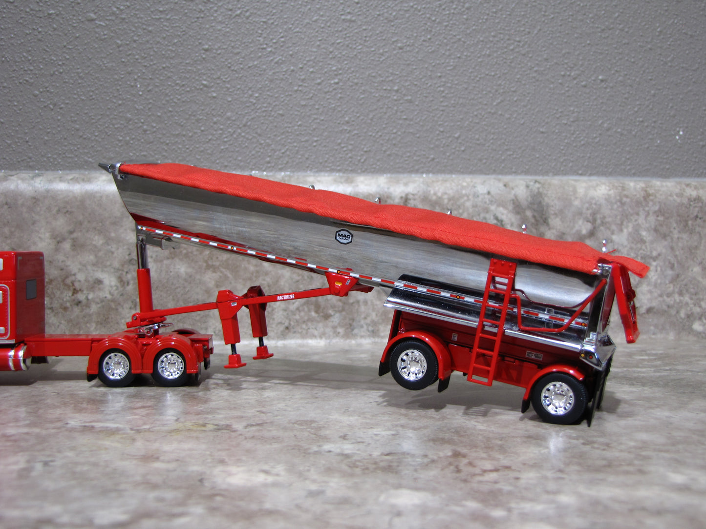 TRL 1738 Red Chrome Mac Round Dump Trailer