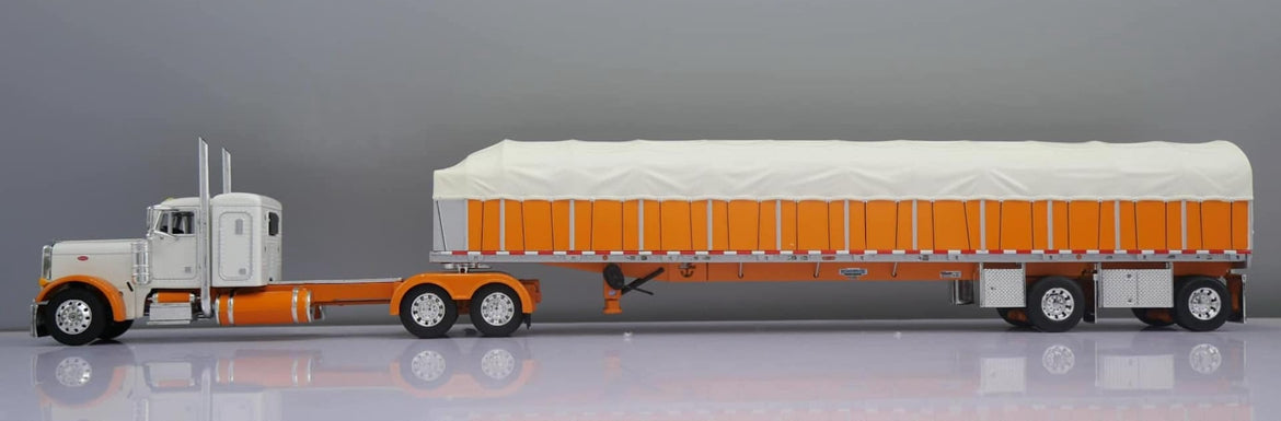 60-2032 Orange Peterbilt 379 & Covered Wagon Trailer – JW Toy Trucks