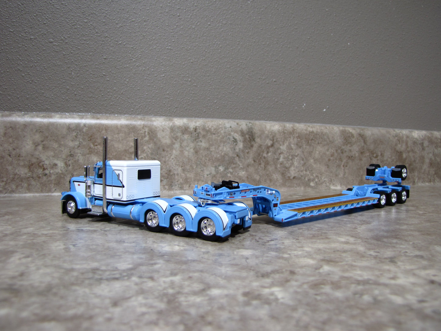 DCP #60-1972 Baby Blue Peterbilt 389 W Lowboy Trailer