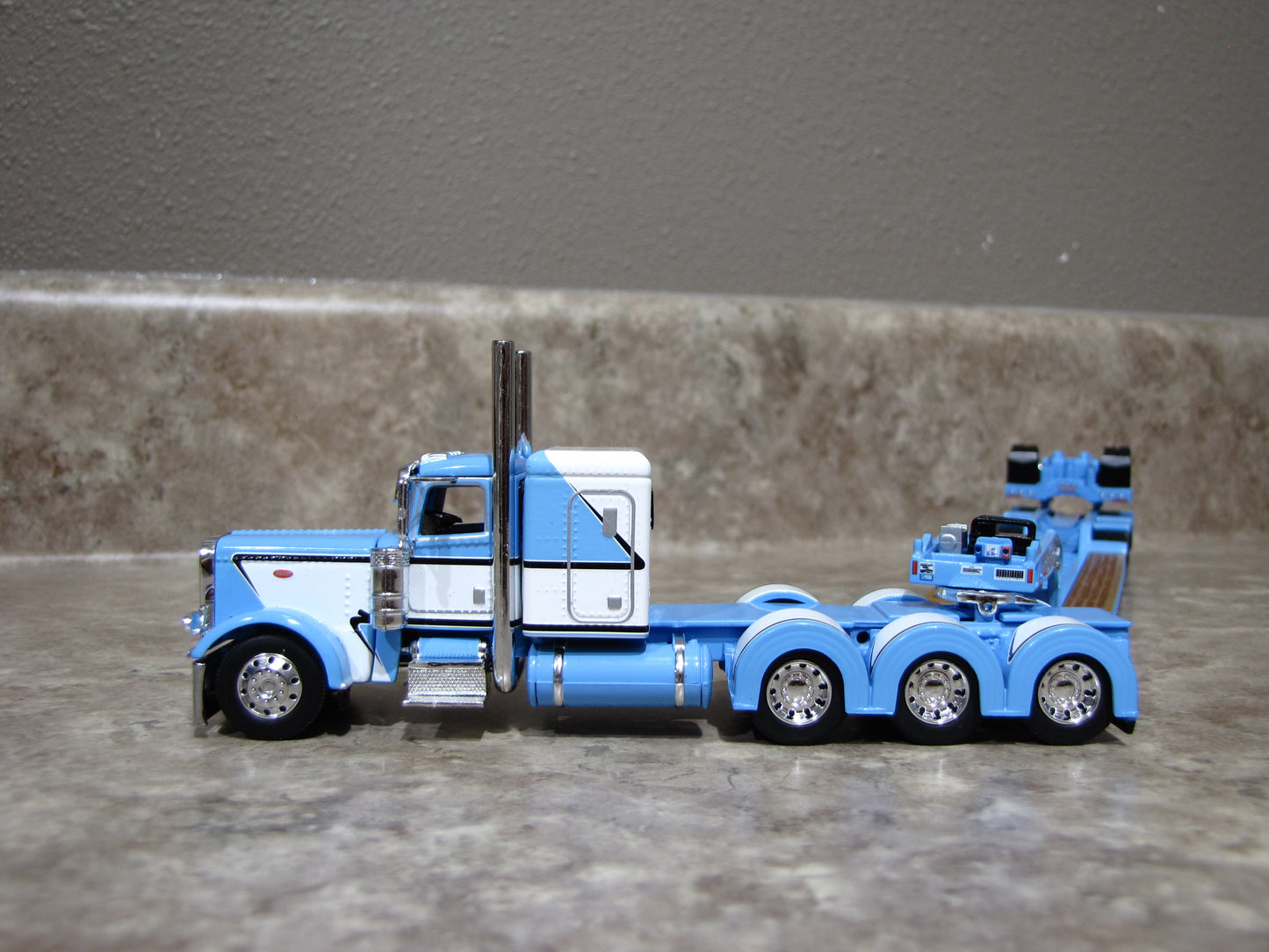 DCP #60-1972 Baby Blue Peterbilt 389 W Lowboy Trailer
