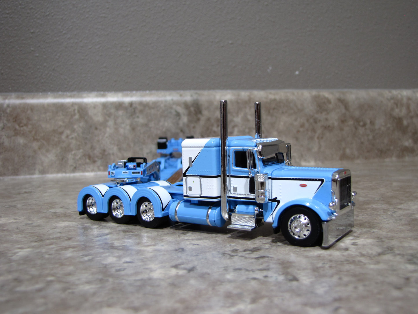 DCP #60-1972 Baby Blue Peterbilt 389 W Lowboy Trailer