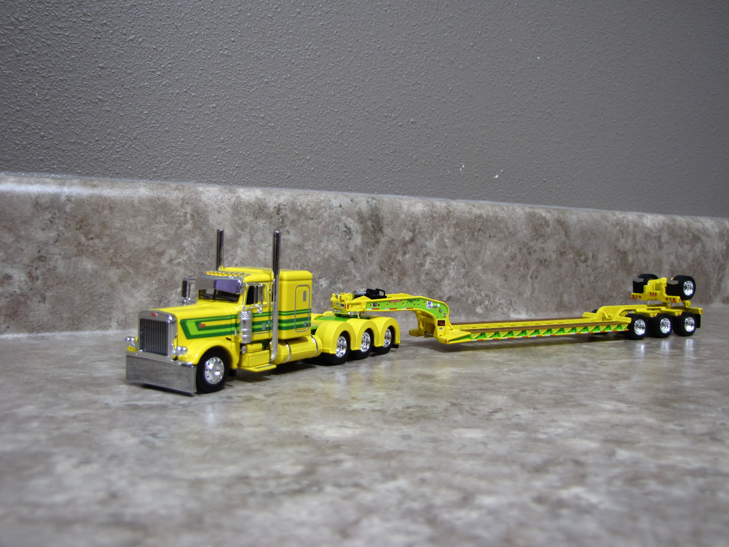 DCP #60-1974 Yellow Green Peterbilt 389 W Lowboy Trailer