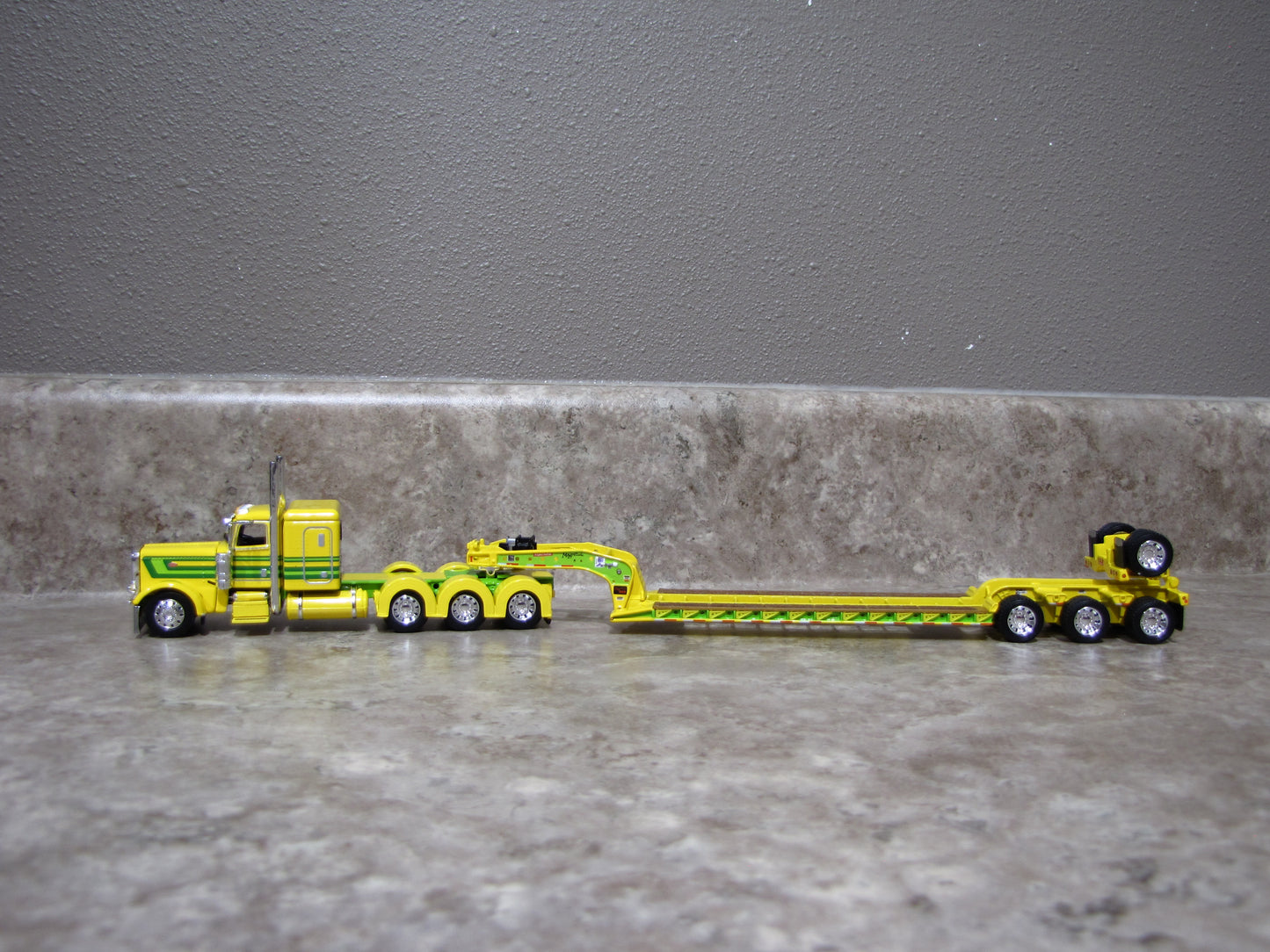 DCP #60-1974 Yellow Green Peterbilt 389 W Lowboy Trailer
