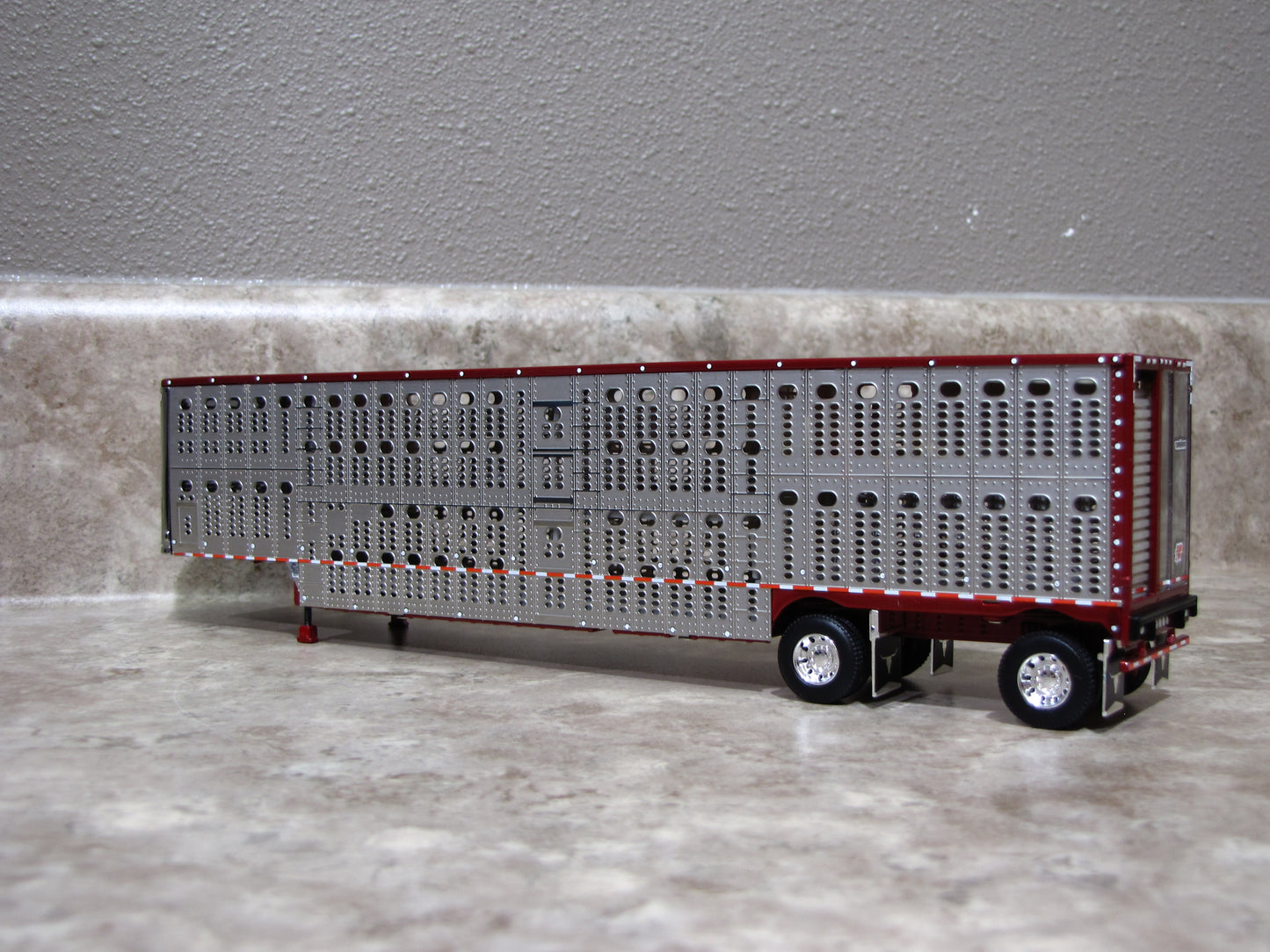 TRL 1837 Maroon Wilson Spread-Axle Livestock Trailer
