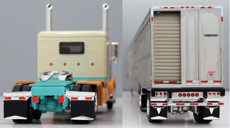 #60-2245 Peach/Teal Peterbilt w/ Wilson Livestock Trailer