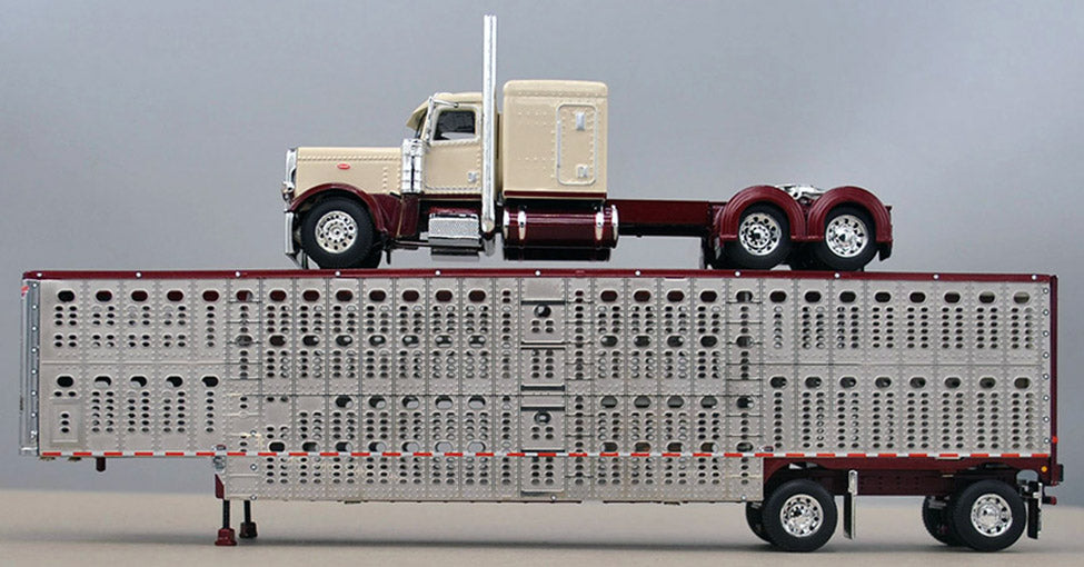 RETIRED #60-0938 Garnet Red & Cream Peterbilt Livestock Set