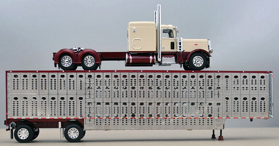 RETIRED #60-0938 Garnet Red & Cream Peterbilt Livestock Set