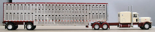 RETIRED #60-0938 Garnet Red & Cream Peterbilt Livestock Set