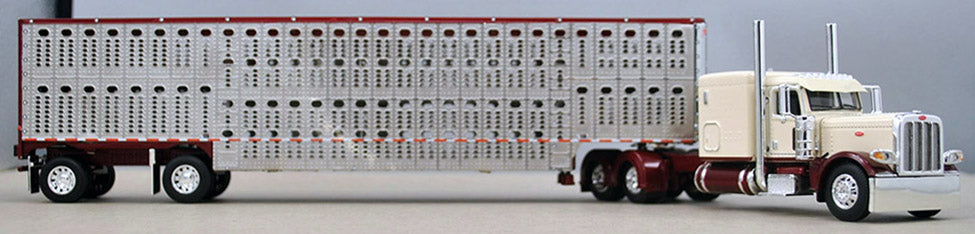 RETIRED #60-0938 Garnet Red & Cream Peterbilt Livestock Set