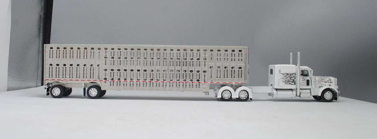 #60-1105 Peterbilt White Black Flames Wilson Silver Spread Axle Livestock