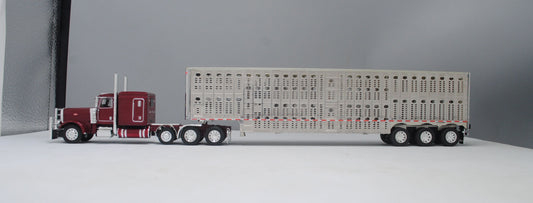 RETIRED #60-1106 Peterbilt Garnet Red Wilson Silver Tri-Axle Livestock Trailer