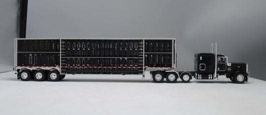 RETIRED #60-1149 Black Peterbilt Tri Axle 389 Wilson Black Tri Axle Livestock Trailer