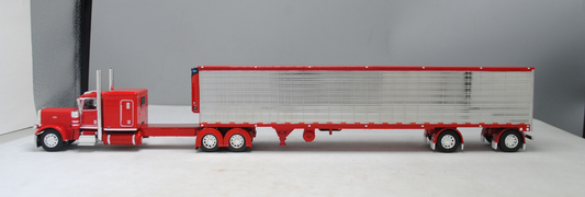 #60-1324 1/64 Red Peterbilt 389 w/Chrome Utility 53' Spread-Axle Carrier Reefer (Red)