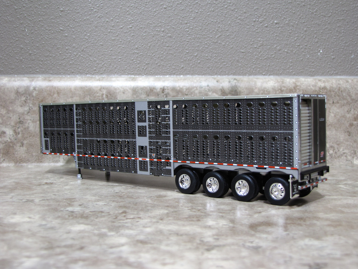 TRL 1334 Gunmetal Gray Wilson Quad Axle Livestock Trailer