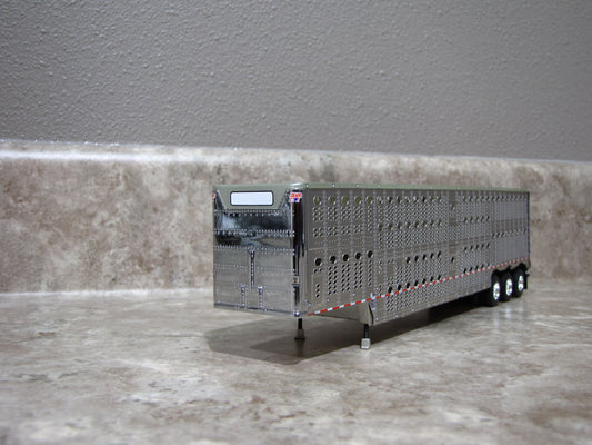 TRL 1106 Silver Wilson White Lights Tri Axle Livestock Trailer