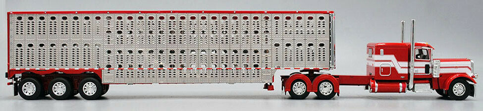 RETIRED #60-0521 Red & White 389 Peterbilt Livestock Set