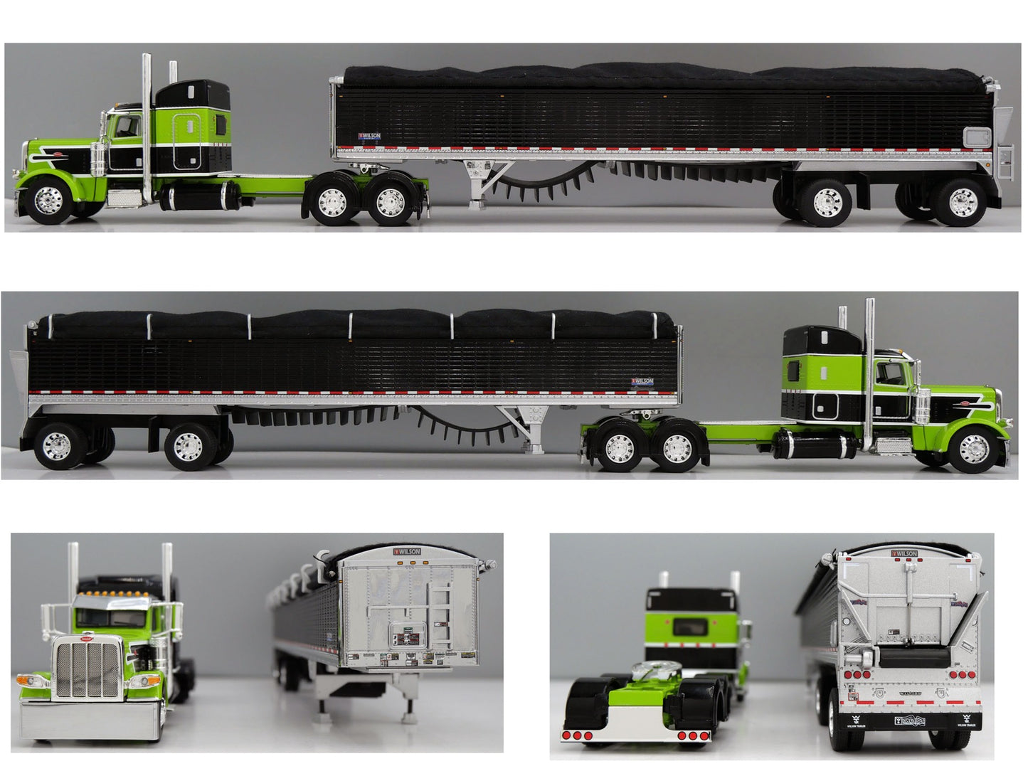 #60-2226 Green Peterbilt 389 w Black Belt Trailer