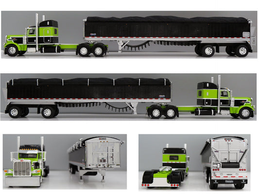 #60-2226 Green Peterbilt 389 w Black Belt Trailer