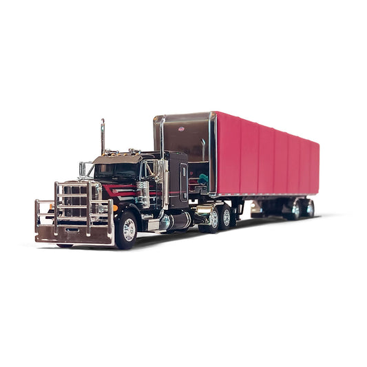 #60-1612 Peterbilt 379 w/ Utility Roll Tarp Trailer Black/Red