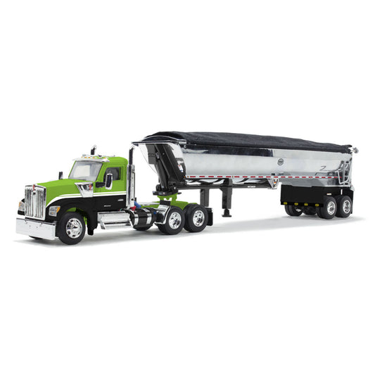 #60-1660 Kenworth W990 w/ Mac Half Round End Dump -Lime Green/Black