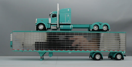 60-1732 Teal Chrome 1/64 DCP Peterbilt 389 w/ Utility Refrigerated Trailer