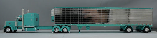 60-1732 Teal Chrome 1/64 DCP Peterbilt 389 w/ Utility Refrigerated Trailer