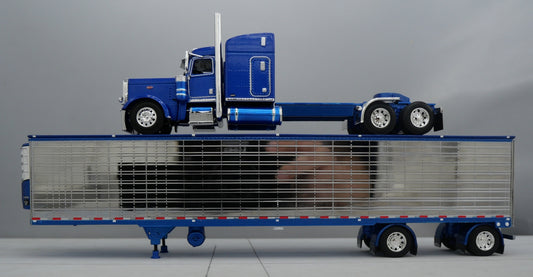 60-1735 Blue Chrome 1/64 DCP Peterbilt 389 w/ Utility Refrigerated Trailer