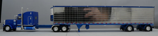 60-1735 Blue Chrome 1/64 DCP Peterbilt 389 w/ Utility Refrigerated Trailer